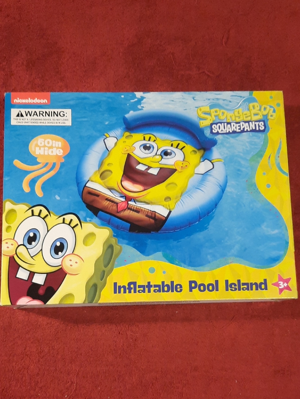 SpongeBob SquarePants Yellow & Blue Inflatable Pool Island 60" Wide